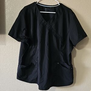 1e Scrubstar Black V-Neck Medical Scrub Top